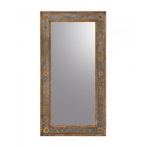 74" H Clear Mirror Decorated  Glass Carved Wood Frame   262539849362